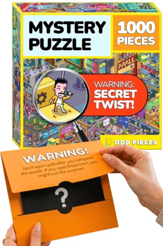 Image of Odd Pieces Jigsaw Puzzles 1000 Pieces with Storytelling Comics, for Women, White Elephant, Mystery Puzzle for Adults & Kids - 19.7'' x 27.6'' Frameable Magic Puzzle Art (Time Keepers)