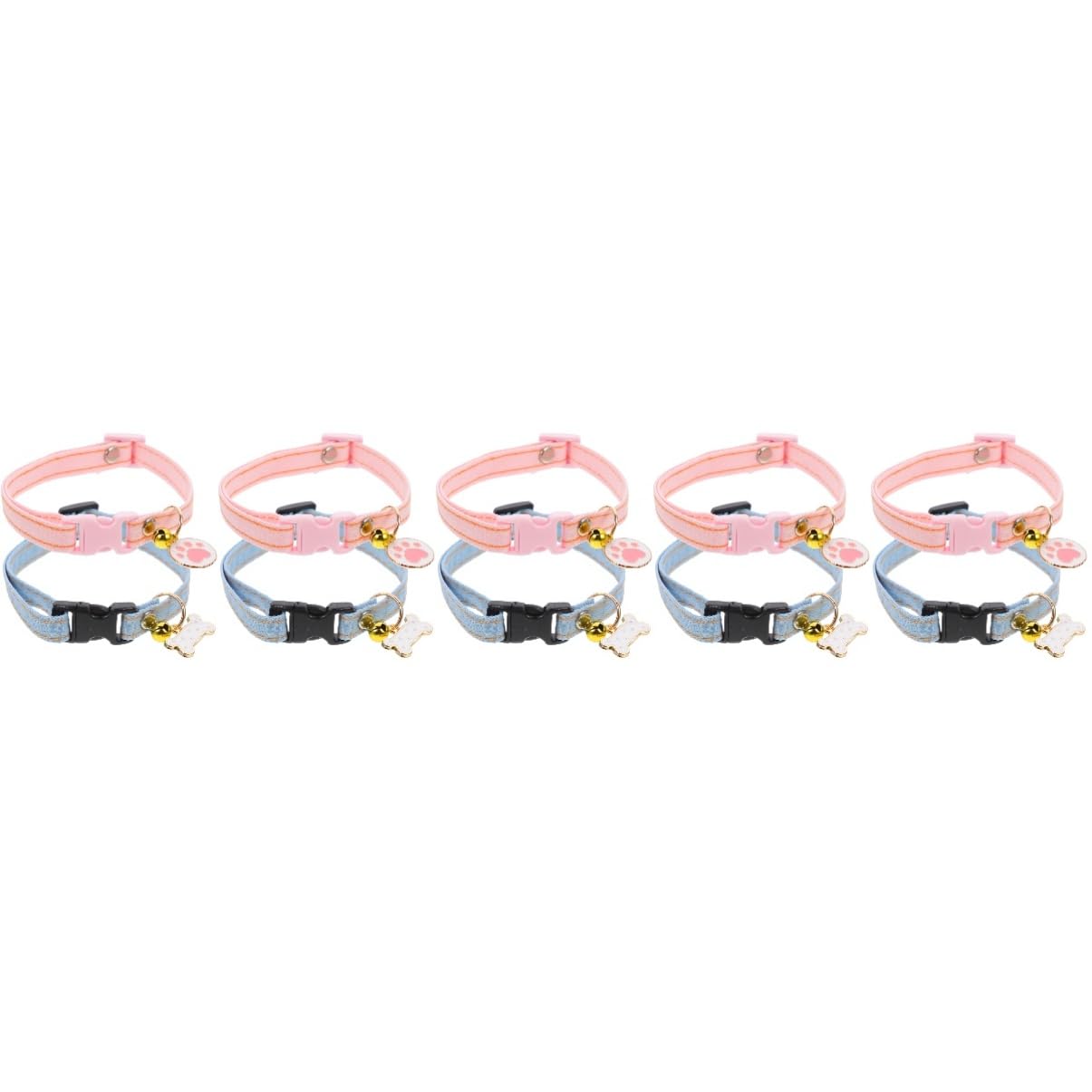 Collar a cuadros para gatos con colgante desmontable y lazo elegante pack de 10 piezas