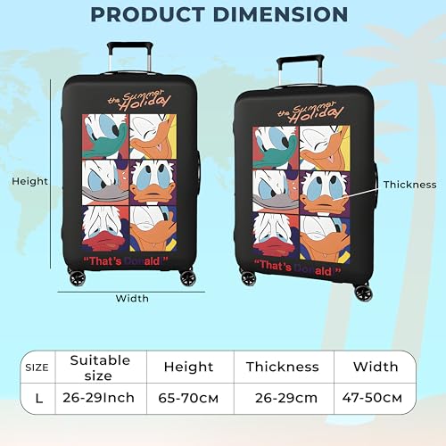 Image of Kraptick Printed Luggage Cover - Suitcase Cover with Double Opening Design, Travel Suitcase Cover for Protection, Protective Elastic Trolley Cover, Travel Bag Cover with Duck Printed Design (Large)
