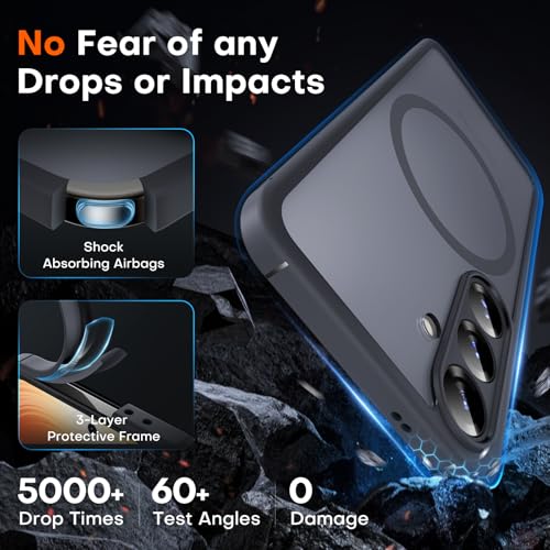 Image of TOCOL for Samsung Galaxy S25 Case, Upgraded Full Camera Protection, Compatible with Magsafe, Drop Protection Slim Magnetic Matte Back Cover for Galaxy S25 6.2-Inch (Black)