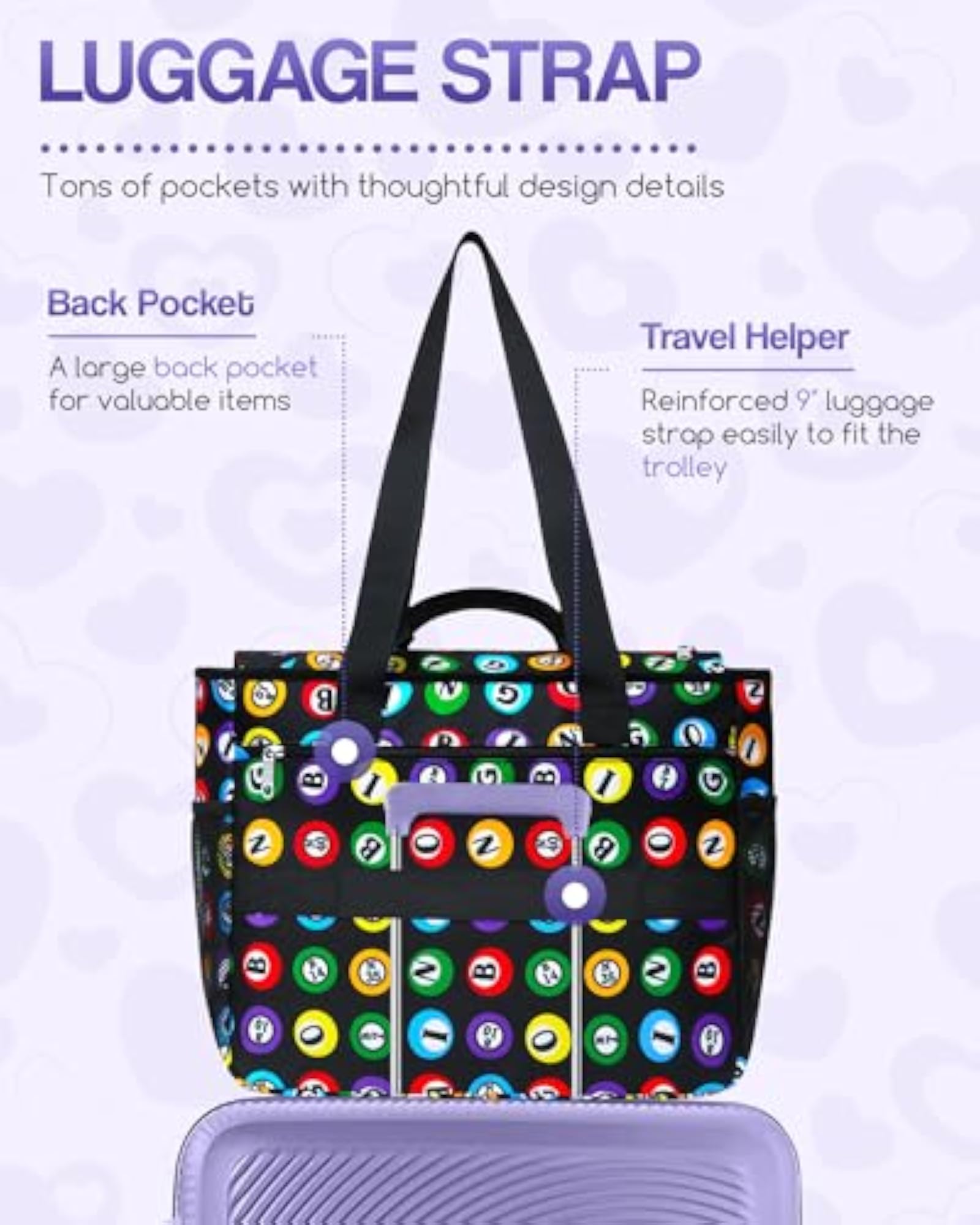 Bingo Tote Bag with Pockets for Daubers and Accessories