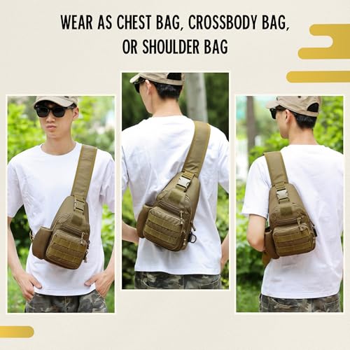Image of CARRY TRIP OUTDOORS Sling Chest Bag, 900D Nylon Tactical MOLLE Compact Crossbody Camping, Hiking, Cycling, Travel Pack, Water-Resistant Shoulder Sling Bag for Men & Women