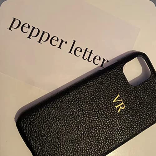 Tmmmu Personalised Gold Initial Letters Luxury Black Pu Pebble Leather Case For Iphone 13 Pro Max 12 Pro Max 11 X Xr 7 8 Plus Se 2020 Cover, Monogrammed Embossed Hard Phone Cases #TOP4