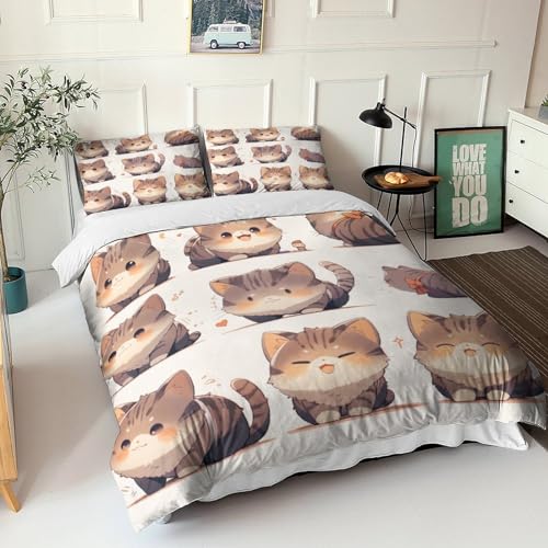 Linge de lit chat British Shorthair 3D housse de couette 200x200 taie d'oreiller parure animaux