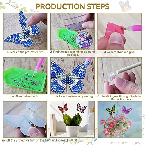 12 Pcs Butterfly Diamond Art Stakes, Butterfly Diamond Painting Garden Stakes Decor, Garden Diamond Painting Stakes For Garden Decorations #TOP2