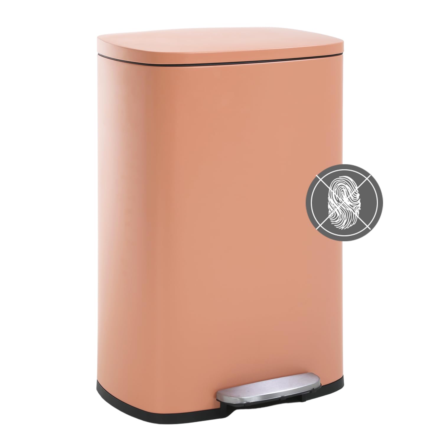 Trash Can, Garbage Can 13 Gallon/ 50L Stainless Steel Metal Bathroom Step Waste Bin for Home and Kitchen Waste and Recycling,Pink
