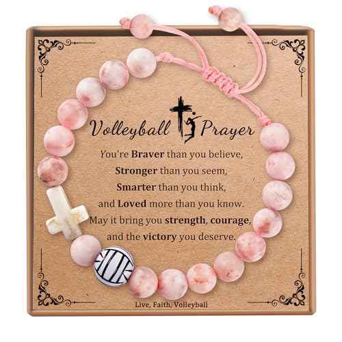 Sereney Volleyball Bracelet Gifts for Teen Girls as Pink Volleyball Jewelry