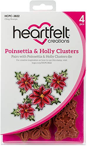 Heartfelt Creations Cling Rubber Stamp Set 5"X6.5"-Poinsettia & Holly -Hcpc3822 #TOP26