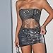 Women's Glitter Halter Tops Sparkle Crystal Rhinestone Chain Crop Top Metal Sequin Club Party Rave Nightclub Outfit Black-02-XS