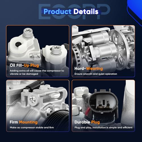 Image of ECCPP A /C Compressor with Clutch for Mercedes-Benz SL500 5.0L 2003-2006 | for Mercedes-Benz SL55 AMG 5.5L 2003-2008 Fast Cooling AC Compressor