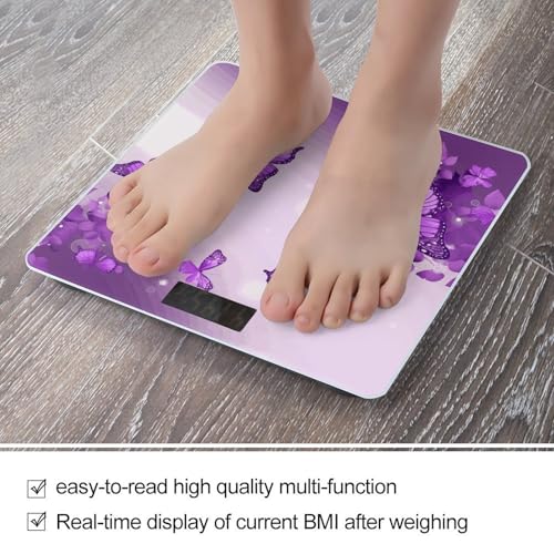 Báscula digital morada con pantalla LCD y vidrio templado miniatura 5