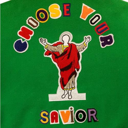 DONCARE Cutout Applique Baseball Jacket Workwear Casual Party Patchwork Green Jacket3