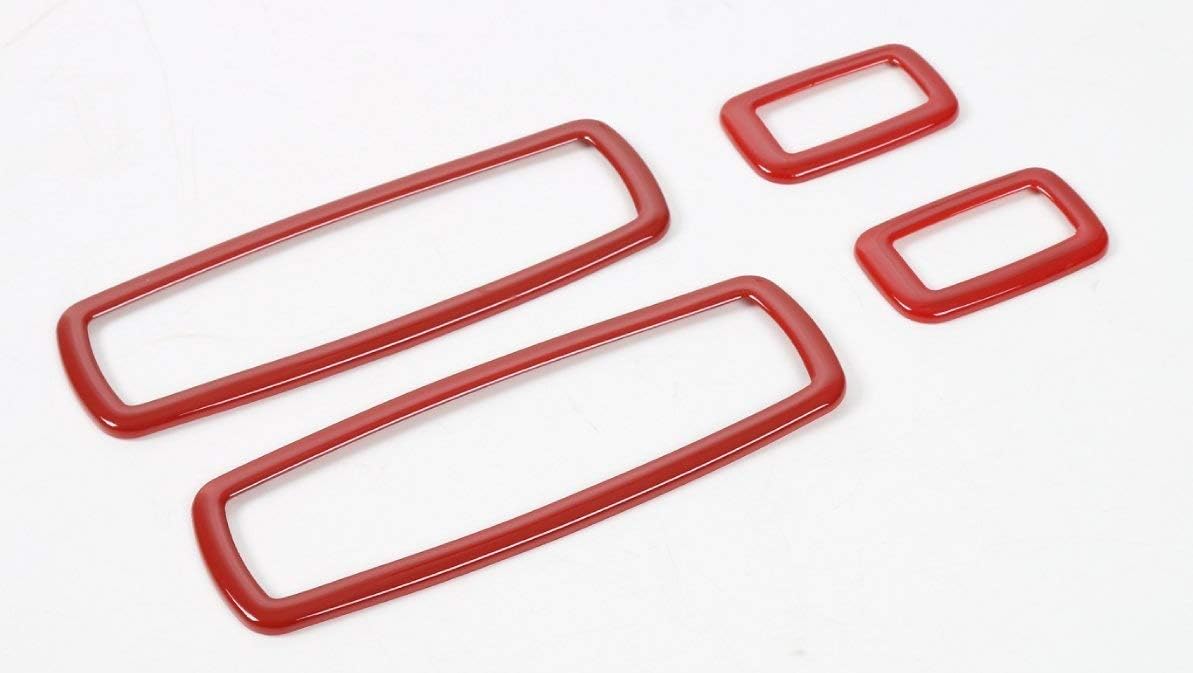 Highitem 4Pcs/Set Car Window Lift Switch Button Cover Trim Car Styling Auto Accessories Interior Sequins for Jeep Cherokee 2014-2017 Jeep Grand Cherokee 2011-2017 Dogde JCUV 2014-2017 (Red)