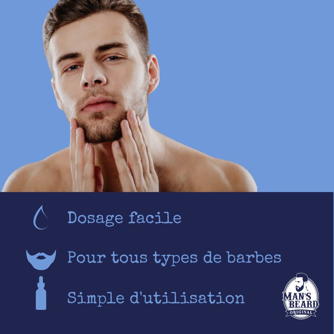 Man's Beard - Huile à barbe parfumée Santalum 30ml – Parfum bois de Santal - Soin et entretien hydratant naturel pour la barbe - Ingrédients d'origine naturelle -100% Fabrication Française