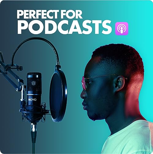 Movo Kit de microfone condensador cardioide universal com 2 unidades com suporte de microfone articu