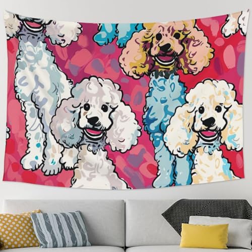 Tapisserie murale imprimée caniches pour créer un salon cocooning