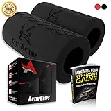 Activ Grips - Thick Bar Training Adapter [1 Set] w/ Bonus E BOOK // Fat Grip Attachment Fits On Barbell, Dumbbell, Cable Attachment For Extreme Muscle Growth - Strengthen Forearms, Biceps, Triceps