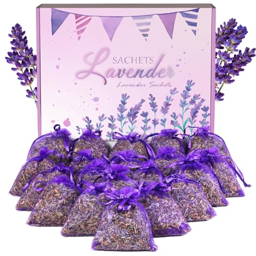 LA BELLEFÉE Lavanda Bolsitas Armario - 20 Lavanda Seca, Protección Antipolillas para Armario, Aroma Coche y Aroma Habitación, Bolsitas Lavanda Adecuado para Armarios, Zapateros, Aroma Armario