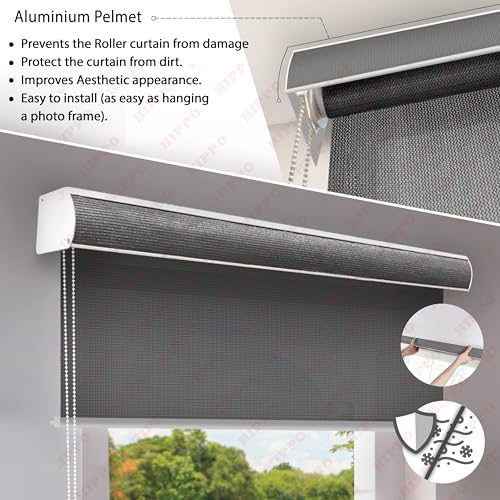 Image of HIPPO 180 GSM HDPE Outdoor Balcony Roller Blind, UV & Dust Protection Corded Roll Up and Down Light Filtering Blinds for Garden (Charcoal-Grey, 4FTX7FT)