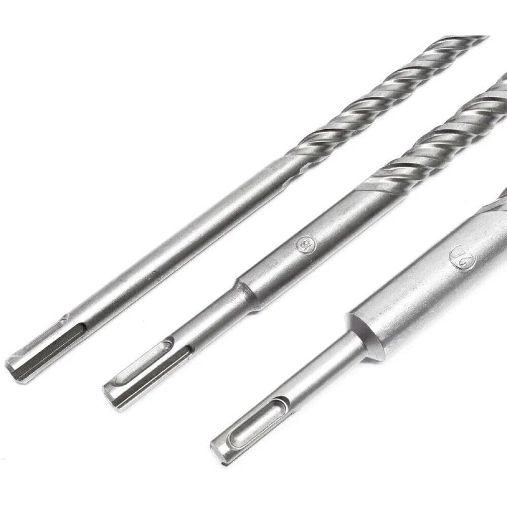 Topolenashop Set 3 Punte SDS Plus Lunghe 100 cm Ø 12 16 24 mm – Punte Extra Lunghe per Trapano Tassellatore e Demolitore, per Foratura Profonda di Muro, Cemento, Calcestruzzo e Muratura
