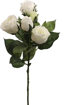 Larksilk White Roses Silk Flowers, Real Touch Bulk 15.4 Inches | Real-touch silk roses, bulk faux rose heads with stems; artificial flowers for wedding, bridal bouquet & centerpiece decor