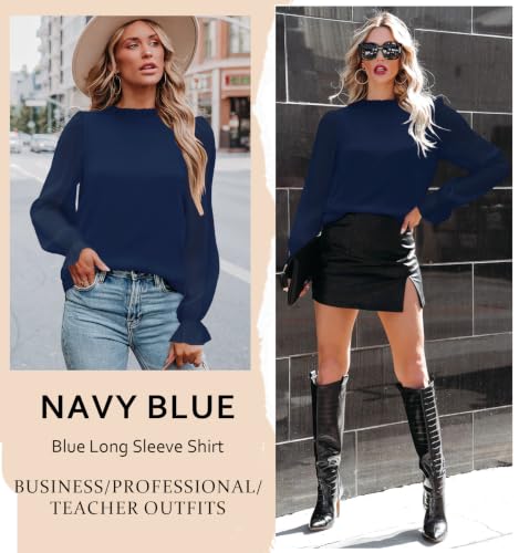 Image of Aifer Womens Blouses Dressy Casual Business Work Shirts Mock Neck Tops