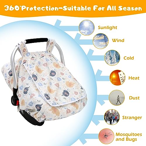 Image of Car Seat Covers for Babies, Baby Car Seat Cover for Boys Girls with Breathable Mesh Window, Lightweight Infant Car Seat Canopy for All Seasons, Universal Fit Most Baby Car Seat(Elephant)