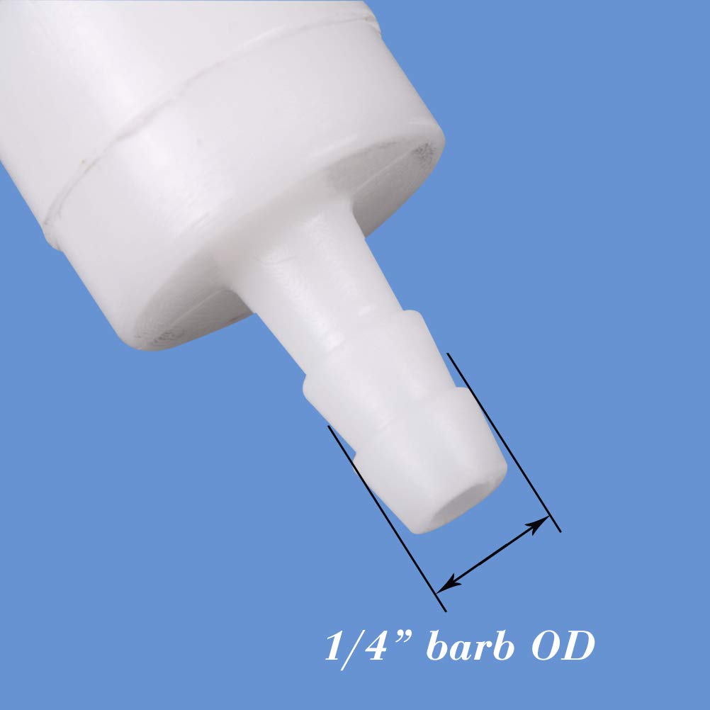 Quickun 1/4" One Way Inline Check Valve, Non Return Hose Barb, Ozone Resistance Plastic Valve for Fuel Oil Water Gas Pump Air, 5 Pcs