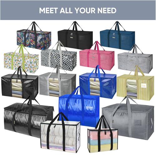 Image of BALEINE 2-Pack Oversized Moving Bags with Reinforced Handles, Heavy-Duty Storage Tote Moving Supplies for Packaging, Camping (Color Stripe, 2-Pack)