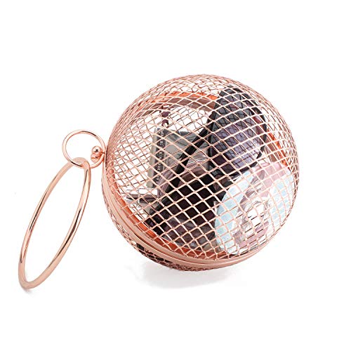 Oweisong Women’s Round Ball Geometric Evening Bag Clutch Cage Purse Vintage Banquet Shoulder Handbag #TOP2