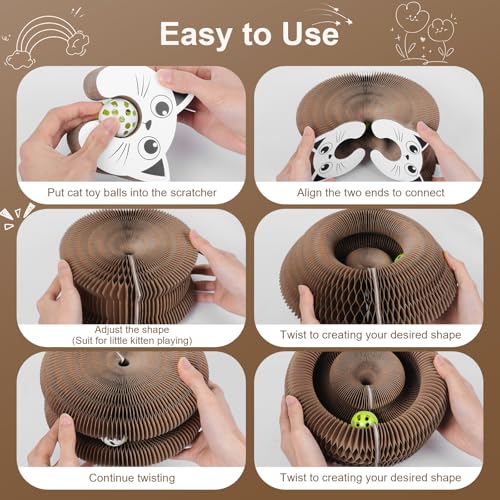 Qoosea Magische Orgel Katzenkratzbrett katzenspielzeug, Interaktive Kitten Kratzbrett Cat Toys, Magic Organ Cat Scratching Board mit Glockenball für Innen, Intelligenz Kratzpappe Katzen Spielzeug Set