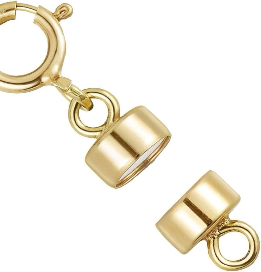 5 Sets Adabele Real Yellow Gold Plated Sterling Silver Small Strong Magnetic Clasp Necklace Converter with Springring Clasp Findings for DIY Jewelry Making SS489-2