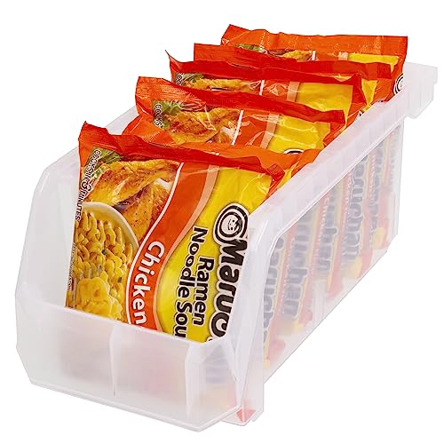 ReadySpace Medium Plastic Storage Bins, Stackable Organizer Containers for Closet Pantry Shelf Garage and Office Organization, Clear, 8 Pack by ReadySpace - Image 5