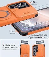 AOUIA für Samsung Galaxy S26 Ultra Hülle mit 2 Stück Panzerglas, Kameraschutz, 360° drehbarer Ringständer, Militärstandard Stoßschutz, robuste Handyhülle für Samsung S26 Ultra, Orange – Ansicht 3