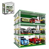 Bausteine Garage DIY 3-Schicht Vitrine Auto Parkhaus, für Lego Speed Champions Autos, Carport Kompatibel mit Lego Bausteine Autos (ohne Autos)