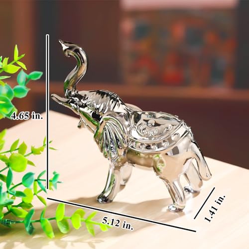Image of YWHL Black Crystal Elephant Figurine Decor, Glass Elephant Figurine Gifts for Women, Handmade Animal Collectible Statue