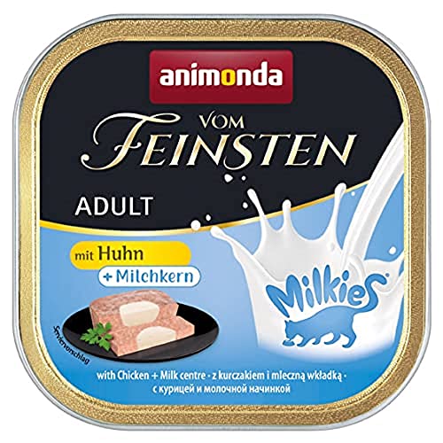 animonda vom Feinsten Katzenfutter nass mit Huhn + Milchkern (32 x 100g), getreidefreies Katzenfutter nass ohne Zucker, mit frischen, fleischigen Zutaten