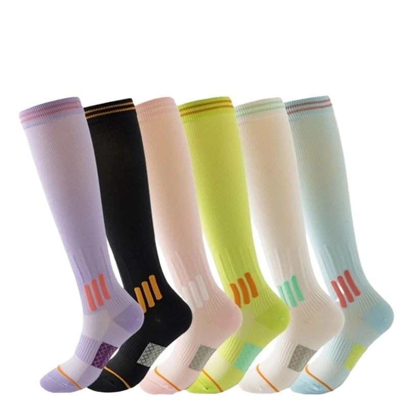 Calcetines Deportivos de compresión for Correr, Saltar, Yoga, Calcetines Deportivos Profesionales de Moda, Calcetines Deportivos de enfermería, Calcetines Deportivos de fútbol(6pairs)