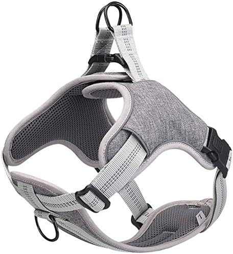 Adjustable, non-pull dog harness, reflective pet vest for dogs, easy control for small, medium and large dogs (S, Gray)