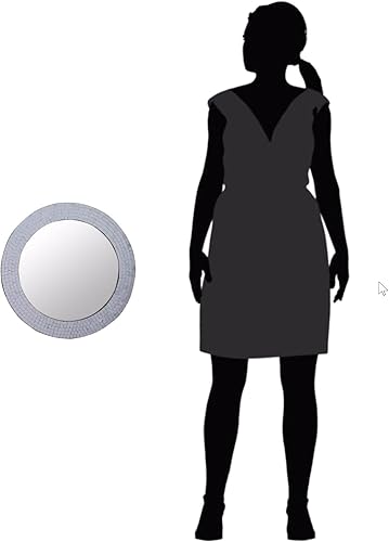 Miniatura 2 de NOVICA Espejo de pared circular de vidrio mosaico de la India, metálico 'Glamour plateado'