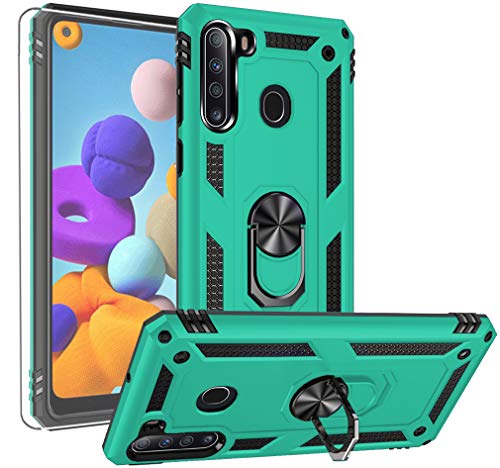 Coque Samsung A21 antichoc avec anneau rotatif et support voiture magnétique intégré