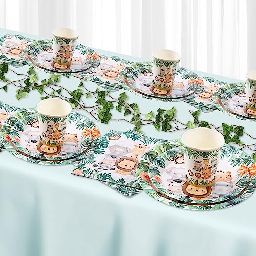 Aitsite 100 Stück Waldtiere Partygeschirr Set, Tiere Partyteller Geburtstag für 20 Gäste, Waldtiere Geburtstag Geschirr… – Ansicht 4