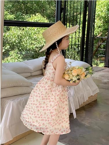 Toddler Girls Summer Dress Halter Spaghetti Strap Floral Print Chiffon Sundress Size 1-6T4