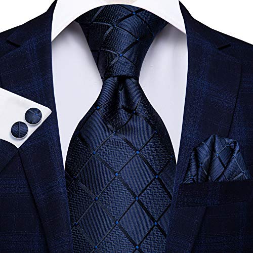 Image of Hi-Tie Men 63inches Tie Set Extra Long Necktie Paisley Tie Pocket Suqare Cufflinks Big and Tall Men Tie