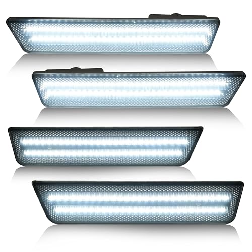 HECASA Side Marker Lights Smoke Lens White LED Compatible with 2008-2014 Dodge Challenger Charger Replacement for 68043395AA 68043394AA LED Front&Rear Bumper Signal Fender Parking Marker Lamp 4Pcs by HECASA - Image 2