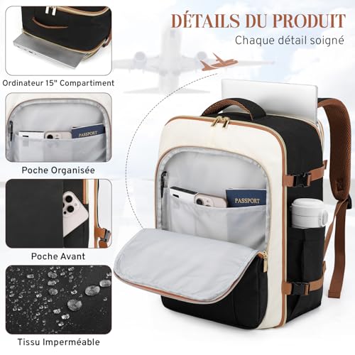 Sac Cabine Ryanair 40X30X20 : ETRONIK Sac de Voyage Femme, 24L Sac a Dos Voyage Cabine Avion po... – Image 5
