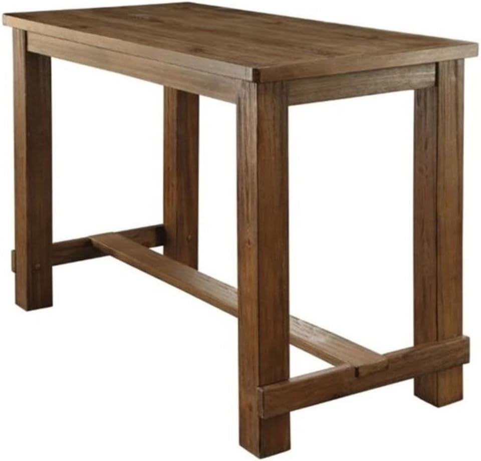 Pemberly Row Stanton Pub Table, 60 x 30 x 42 in, Metal Frame, Antique Black Finish, Sleek Design, Sturdy Construction, Spacious Tabletop for Home Bar or Dining Use