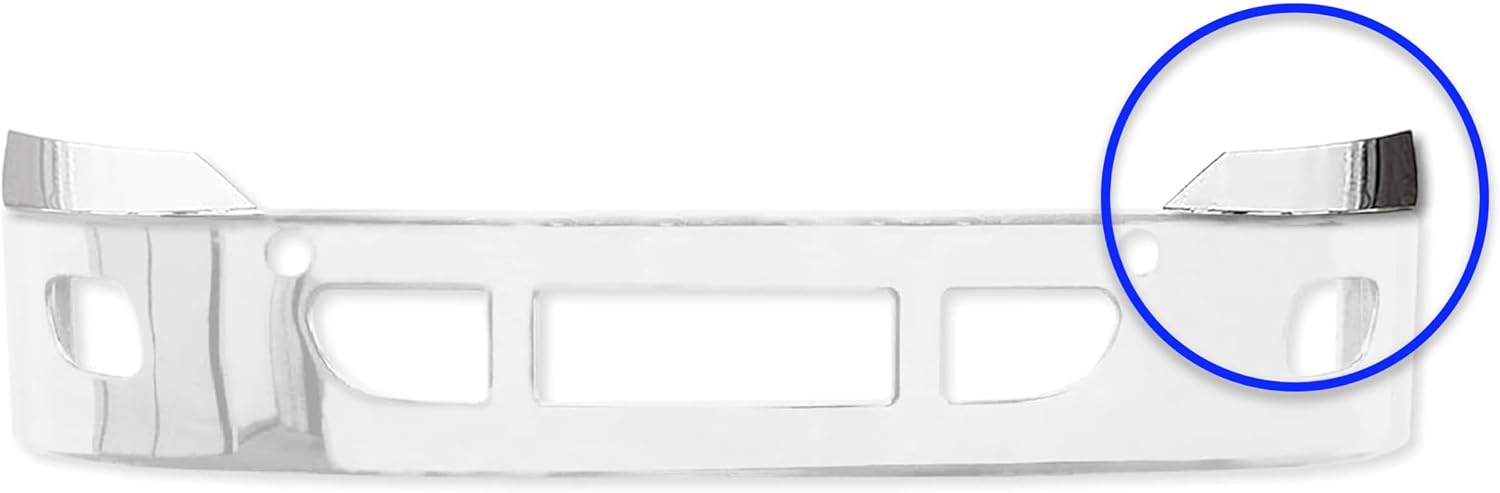 KOZAK Top Bumper Fin Stainless Steel (Left Driver Side) For 14" and 16" Stainless Steel Bumper Compatible with Freightliner Cascadia 2008-2017 Includes Logo, 2x 22" Wipers, Keychain and Vest