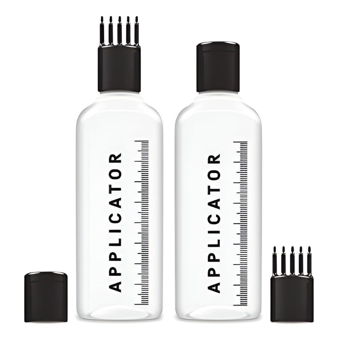 MeeTo pvc Hair Root Applicator Bottle/Oil Applicator Bottle For Scalp With Comb Cap For Applying Hair Oil Shampoo And Medicine 120 Ml/Root Bottle, Pack Of 2, White-picture-55