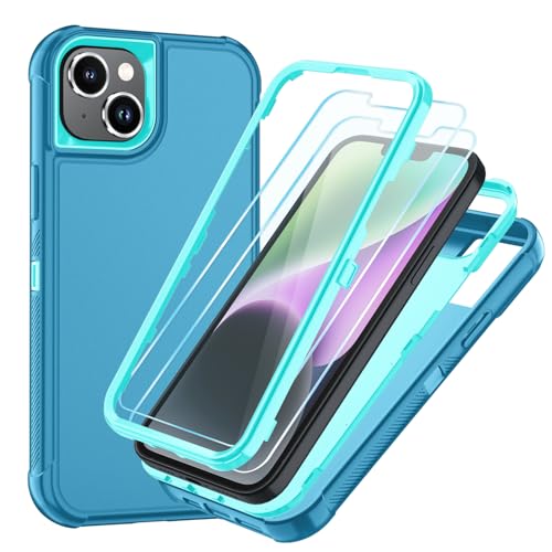 Image of SunStory Compatible with iPhone 14 Plus Case with HD Screen Protector, 3-Layer Heavy Duty Full-Body Cover,3 in 1 Hybrid Protective Case for iPhone 14 Plus 6.7 inch,LakeSkyBlue